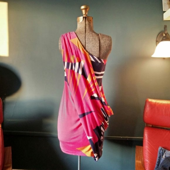 VF DIANE VON FURSTENBERG  mini dress asymmetrical draped sz.2 - Picture 15 of 15